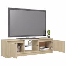 vidaXL TV Cabinet with LED Lights Sonoma Oak Living Room Hanging TV Stand - Additional view 6