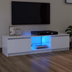 vidaXL TV Cabinet with LED Lights White Living Room Hanging TV Stand Unit