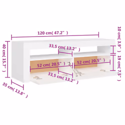 vidaXL TV Cabinet with LED Lights White Hifi Stand Desk TV Unit Hifi Cabinet - Additional view 4