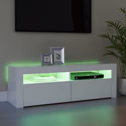 vidaXL TV Cabinet with LED Lights White Hifi Stand Desk TV Unit Hifi Cabinet - Additional view 6