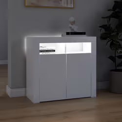 vidaXL Sideboard with LED Lights White Home Living Room Storage Cabinet Unit - Additional view 5