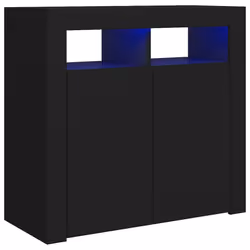 vidaXL Sideboard with LED Lights Black Home Living Room Storage Cabinet Unit