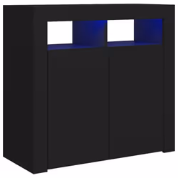 vidaXL Sideboard with LED Lights Black Home Living Room Storage Cabinet Unit