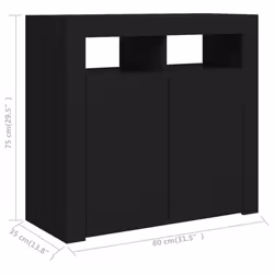 vidaXL Sideboard with LED Lights Black Home Living Room Storage Cabinet Unit - Additional view 4