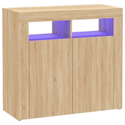 vidaXL Sideboard with LED Lights Sonoma Oak Home Living Room Storage Cabinet