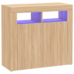 vidaXL Sideboard with LED Lights Sonoma Oak Home Living Room Storage Cabinet - Additional view 2