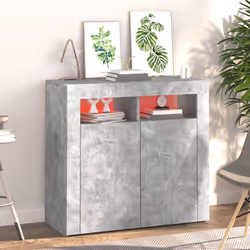 vidaXL Sideboard with LED Lights Concrete Grey Storage Cabinet Home Organiser
