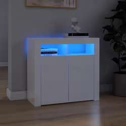 vidaXL Sideboard with LED Lights High Gloss White Home Organiser Cabinet Unit