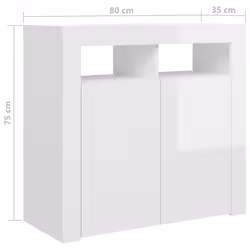 vidaXL Sideboard with LED Lights High Gloss White Home Organiser Cabinet Unit