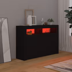 vidaXL Sideboard with LED Lights Black Home Living Room Storage Cabinet Unit - Additional view 10