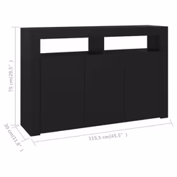 vidaXL Sideboard with LED Lights Black Home Living Room Storage Cabinet Unit - Additional view 4