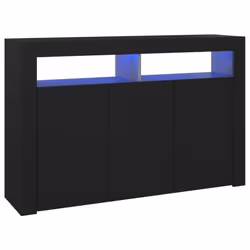 vidaXL Sideboard with LED Lights Black Home Living Room Storage Cabinet Unit - Additional view 6