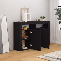 vidaXL Sideboard with LED Lights Black Home Living Room Storage Cabinet Unit - Additional view 7