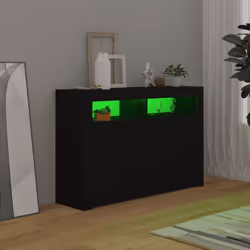 vidaXL Sideboard with LED Lights Black Home Living Room Storage Cabinet Unit - Additional view 9