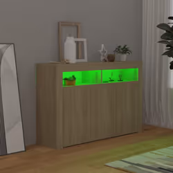 vidaXL Sideboard with LED Lights Sonoma Oak Home Living Room Storage Cabinet - Additional view 10