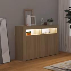 vidaXL Sideboard with LED Lights Sonoma Oak Home Living Room Storage Cabinet - Additional view 11