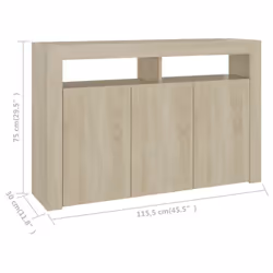 vidaXL Sideboard with LED Lights Sonoma Oak Home Living Room Storage Cabinet - Additional view 4