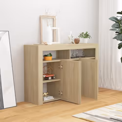 vidaXL Sideboard with LED Lights Sonoma Oak Home Living Room Storage Cabinet - Additional view 7