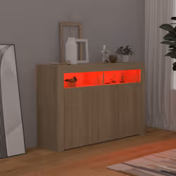 vidaXL Sideboard with LED Lights Sonoma Oak Home Living Room Storage Cabinet - Additional view 9