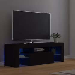 vidaXL TV Cabinet with LED Lights Black Hifi Stand Desk TV Unit Hifi Cabinet