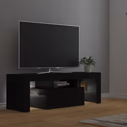 vidaXL TV Cabinet with LED Lights Black Hifi Stand Desk TV Unit Hifi Cabinet - Additional view 4