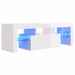 vidaXL TV Cabinet with LED Lights High Gloss White Hifi Stand Stereo Cabinet