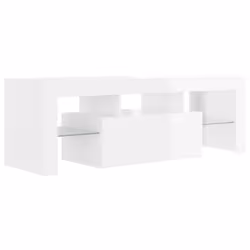 vidaXL TV Cabinet with LED Lights High Gloss White Hifi Stand Stereo Cabinet