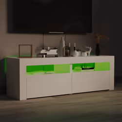 vidaXL TV Cabinet with LED Lights White Hifi Stand Desk TV Unit Hifi Cabinet