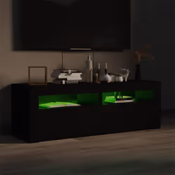 vidaXL TV Cabinet with LED Lights Black Hifi Stand Desk TV Unit Hifi Cabinet
