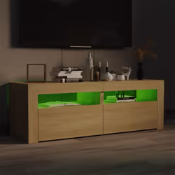 vidaXL TV Cabinet with LED Lights Sonoma Oak Hifi Stand Living Room Furniture