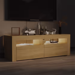 vidaXL TV Cabinet with LED Lights Sonoma Oak Hifi Stand Living Room Furniture - Additional view 5