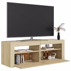 vidaXL TV Cabinet with LED Lights Sonoma Oak Hifi Stand Living Room Furniture - Additional view 6