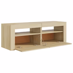 vidaXL TV Cabinet with LED Lights Sonoma Oak Hifi Stand Living Room Furniture - Additional view 9