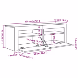 vidaXL TV Cabinet with LED Lights Concrete Grey Hifi Stand Desk Stereo Cabinet - Additional view 4