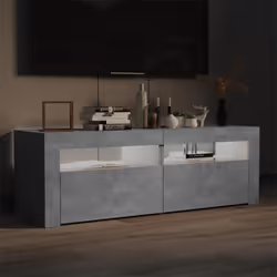vidaXL TV Cabinet with LED Lights Concrete Grey Hifi Stand Desk Stereo Cabinet - Additional view 5
