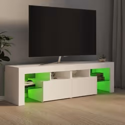 vidaXL TV Cabinet with LED Lights White HiFi Stand Desk TV Unit Hifi Cabinet - Additional view 5