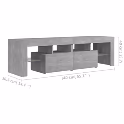 vidaXL TV Cabinet with LED Lights Concrete Grey HiFi Stand Desk Stereo Cabinet - Additional view 4