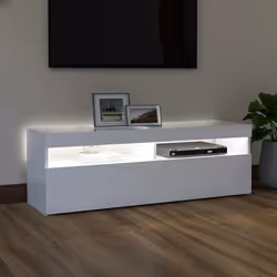 vidaXL TV Cabinet with LED Lights White Hifi Stand Desk TV Unit Hifi Cabinet