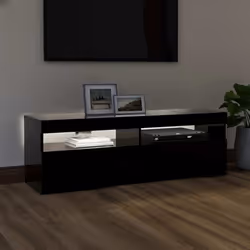 vidaXL TV Cabinet with LED Lights Black Hifi Stand Desk TV Unit Hifi Cabinet