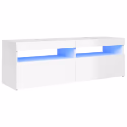 vidaXL TV Cabinet with LED Lights High Gloss White Hifi Stand Stereo Cabinet