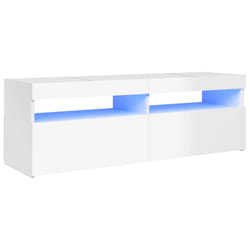vidaXL TV Cabinet with LED Lights High Gloss White Hifi Stand Stereo Cabinet