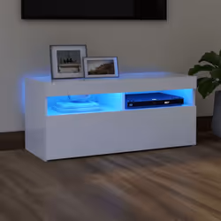 vidaXL TV Cabinet with LED Lights White Hifi Stand Desk TV Unit Hifi Cabinet