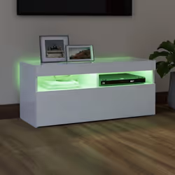 vidaXL TV Cabinet with LED Lights White Hifi Stand Desk TV Unit Hifi Cabinet