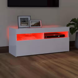 vidaXL TV Cabinet with LED Lights White Hifi Stand Desk TV Unit Hifi Cabinet