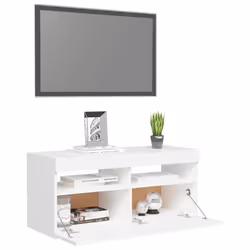 vidaXL TV Cabinet with LED Lights White Hifi Stand Desk TV Unit Hifi Cabinet - Additional view 4