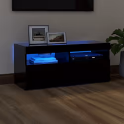 vidaXL TV Cabinet with LED Lights Black Hifi Stand Desk TV Unit Hifi Cabinet