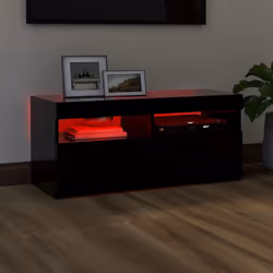 vidaXL TV Cabinet with LED Lights Black Hifi Stand Desk TV Unit Hifi Cabinet