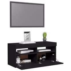 vidaXL TV Cabinet with LED Lights Black Hifi Stand Desk TV Unit Hifi Cabinet - Additional view 4