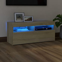vidaXL TV Cabinet with LED Lights Sonoma Oak Hifi Stand TV Unit Hifi Cabinet