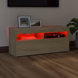 vidaXL TV Cabinet with LED Lights Sonoma Oak Hifi Stand TV Unit Hifi Cabinet